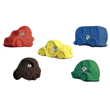 Hochqualitative Kinderklettergriffe in Autoformen ,verschiedene Farben. Für Schule und Kindergarten.