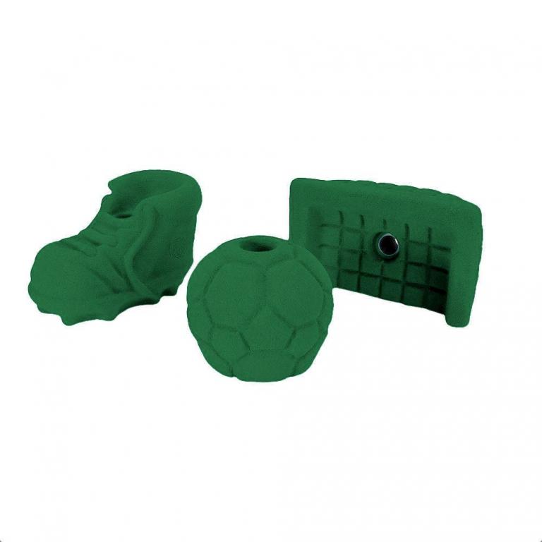 Klettergriffset für fußballbegeisterte Kletterer.