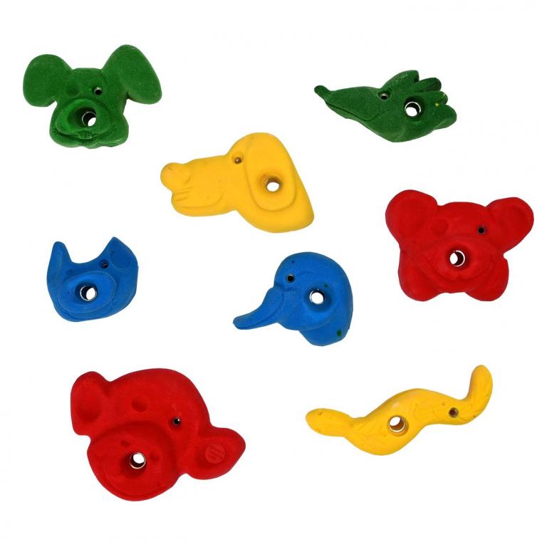 Kinderklettergriffe für den Outdoor- und Indoorbereich.