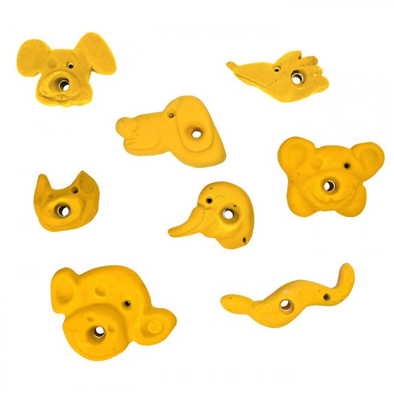 Bunte Kinderklettergriffe von hervorragender Qualität.